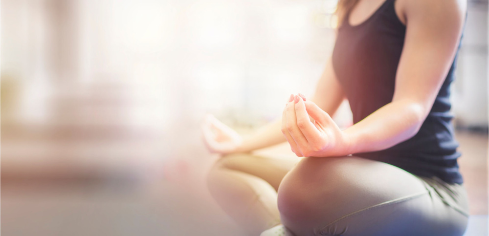 Time for meditation. Healthy lifestyle. Young woman do yoga indo